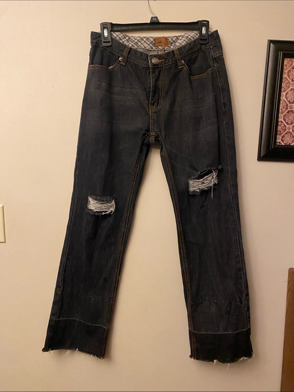 POL Dark Blue Distressed Straight Jeans